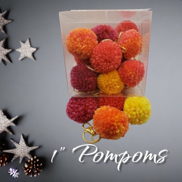 20 Mini Bright Color Pompoms - Picture 1 of 3